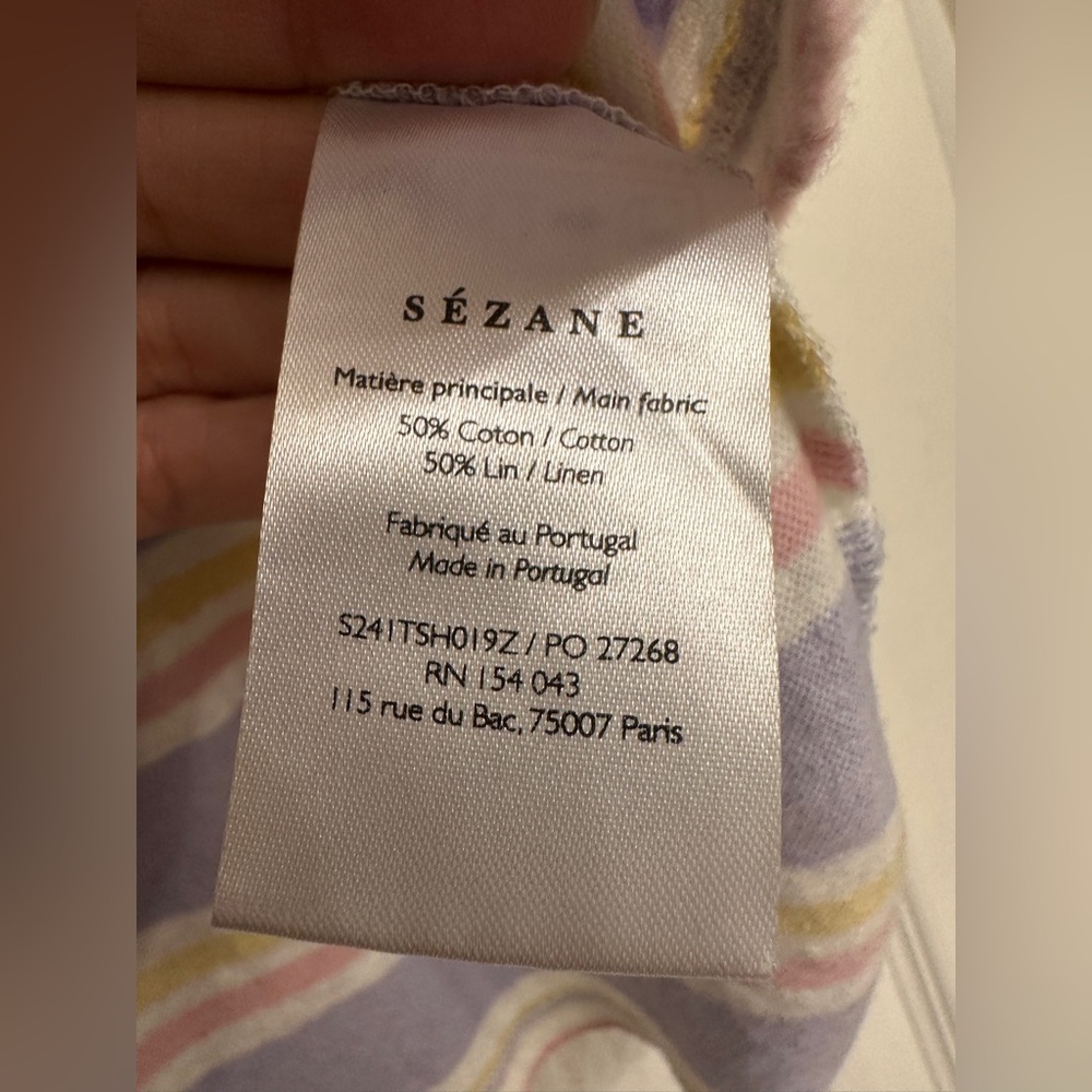 Sezane Constance Striped Tee in Lavender, Pink, Yellow - Small - Picture 5 of 6
